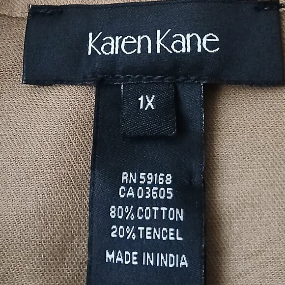 NWT Karen Kane Cargo Jacket 1X Island Rhythm Full Zip Tan Sand Cotton Tencel